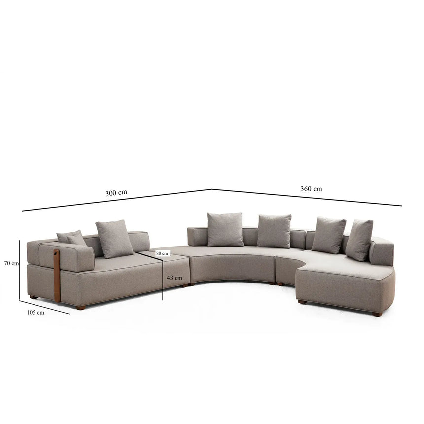 Gondol Panoramasofa in Grau, 360x300 cm - ZEN ZONE Furniture