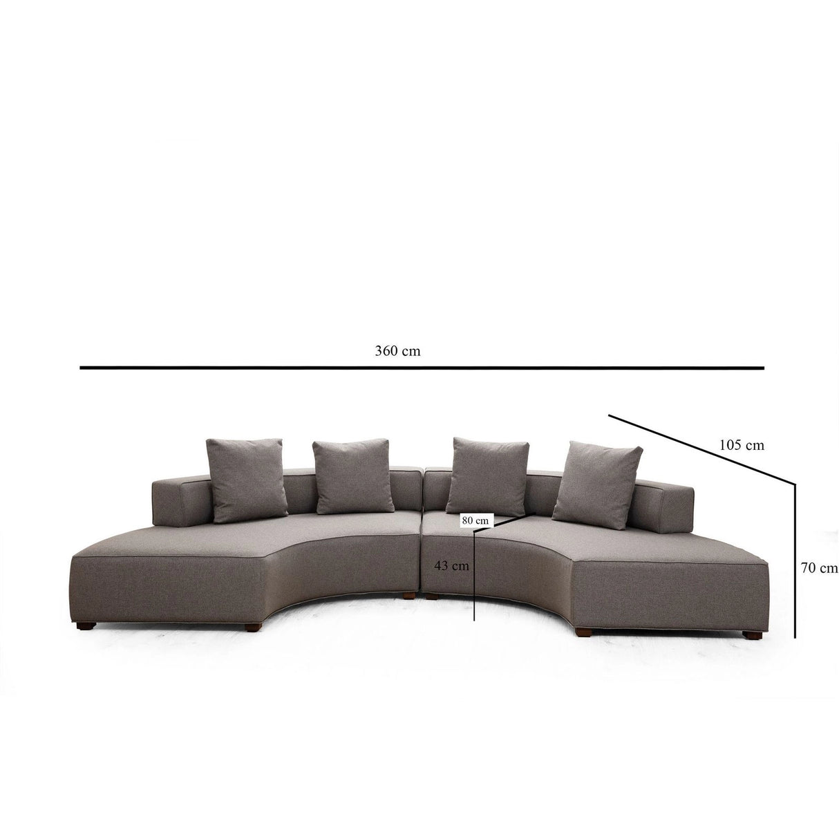 Gondol Panoramasofa in Grau, 360x105 cm von Atelier Del Sofa – Bild 8