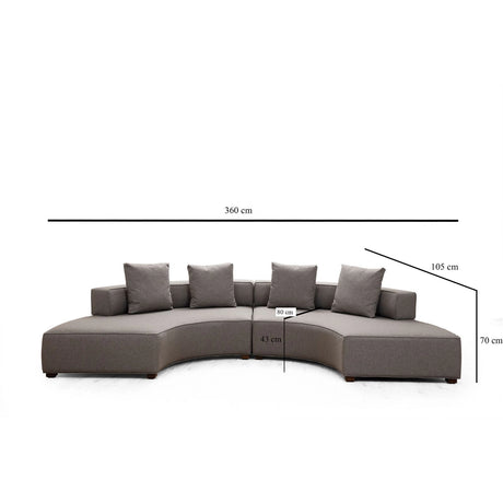 Gondol Panoramasofa in Grau, 360x105 cm von Atelier Del Sofa – Bild 8