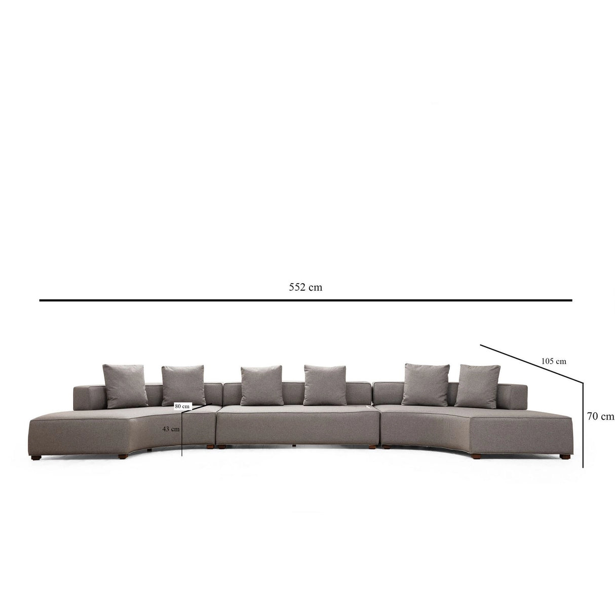 Gondol Panoramasofa in Grau, 552x105 cm von Atelier Del Sofa – Bild 4
