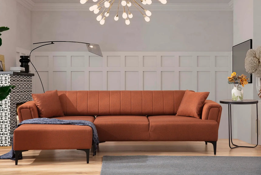 Hamlet Eckschlafsofa, Linke Seite, in Ziegelrot, 270x140 cm von Atelier Del Sofa – Bild 1