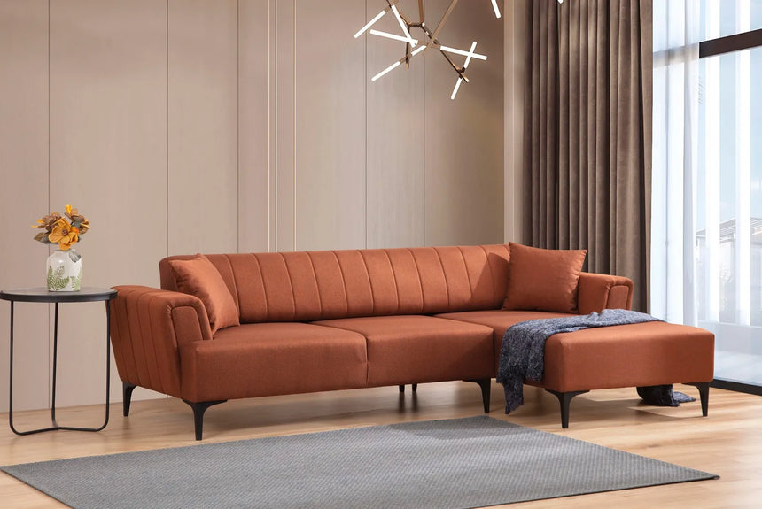 Hamlet Eckschlafsofa, Rechte Seite, in Ziegelrot, 270x140 cm von Atelier Del Sofa – Bild 1