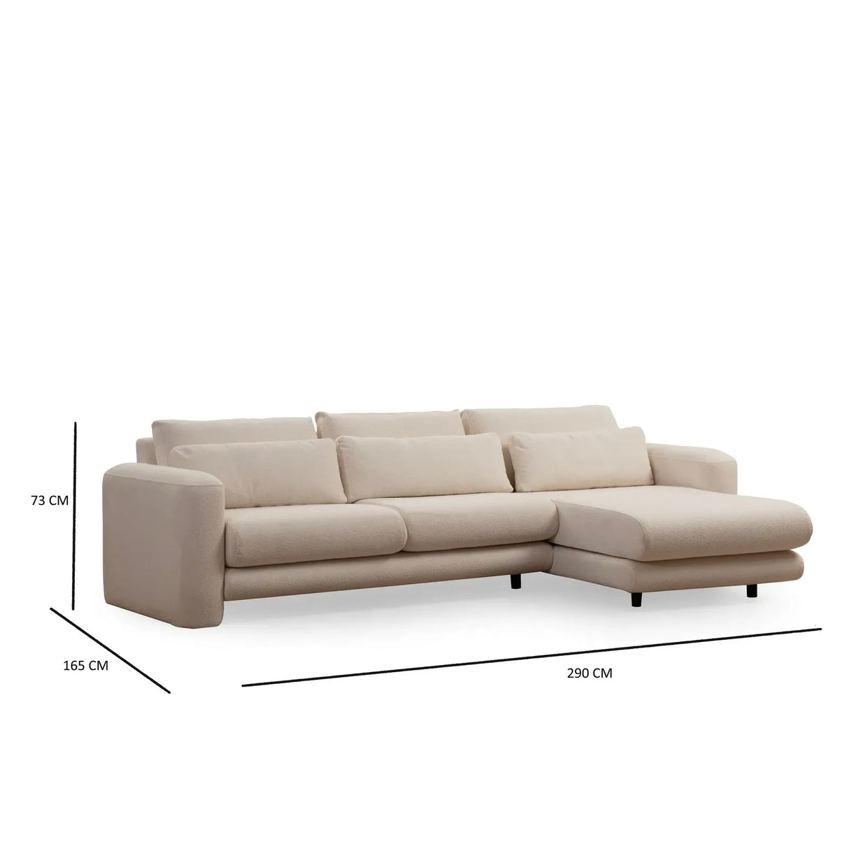 Canapé d'angle Lily, côté droit, 290x165 cm