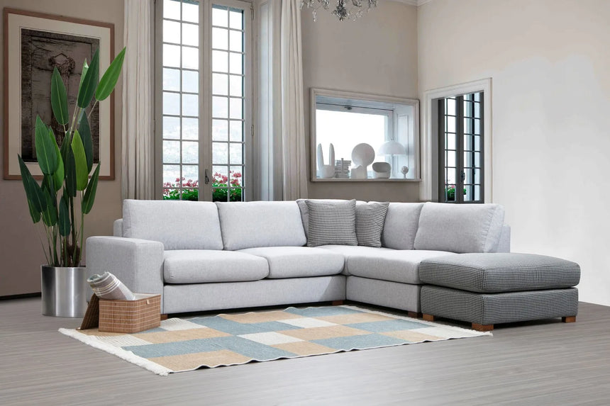 Loop Ecksofa, Kurze Seite Rechts, in Grau und Hellgrau, 266x246 cm von Atelier Del Sofa – Bild 1