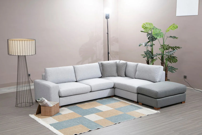 Loop Ecksofa, Kurze Seite Rechts, in Grau und Hellgrau, 266x246 cm von Atelier Del Sofa – Bild 2