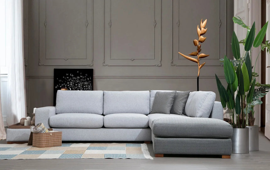 Loop Ecksofa, Kurze Seite Rechts, in Grau und Hellgrau, 308x246 cm von Atelier Del Sofa – Bild 3