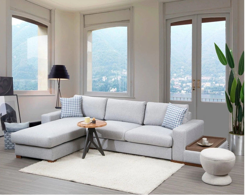 Loop Ecksofa, Linke Seite, in Hellgrau, 322x194 cm von Atelier Del Sofa – Bild 1