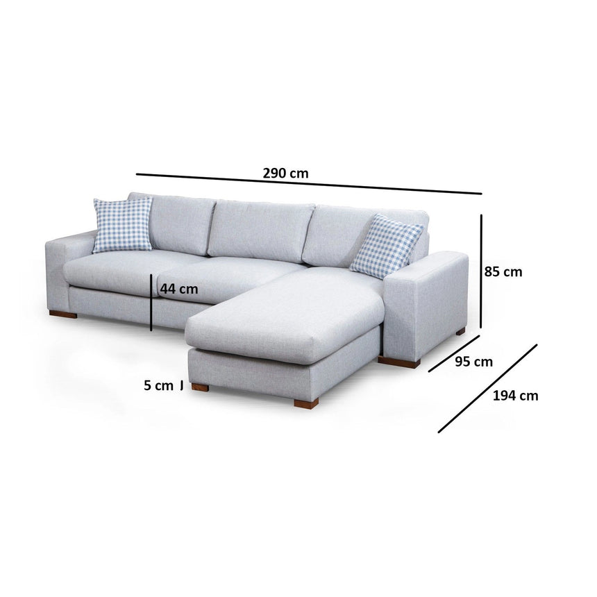 Loop Ecksofa, Rechte Seite, in Hellgrau, 290x194 cm von Atelier Del Sofa – Bild 9