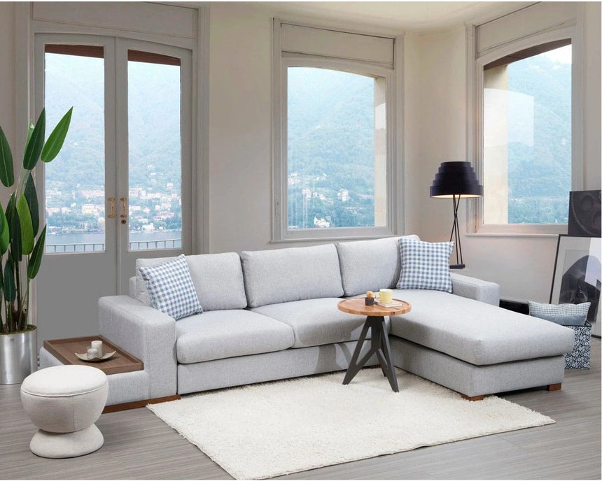 Loop Ecksofa, Rechte Seite, in Hellgrau, 322x194 cm von Atelier Del Sofa – Bild 1