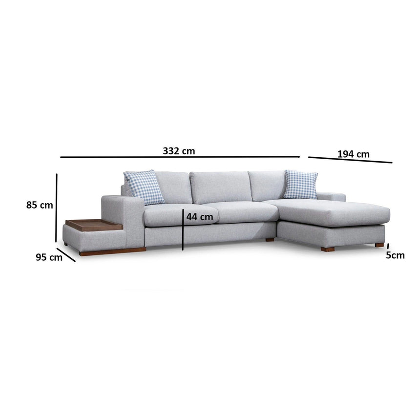 Loop Ecksofa, Rechte Seite, in Hellgrau, 322x194 cm von Atelier Del Sofa – Bild 7