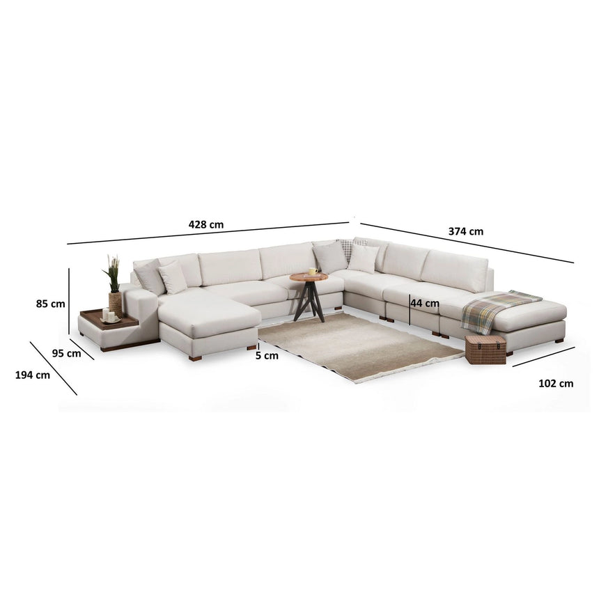 Loop Panoramasofa, Linke Seite, in Weiß, 428x374 cm von Atelier Del Sofa – Bild 7