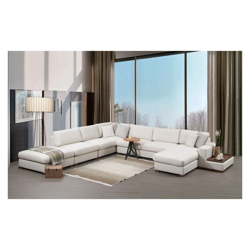 Loop Panoramasofa, Rechte Seite, in Weiß, 428x374 cm von Atelier Del Sofa – Bild 1