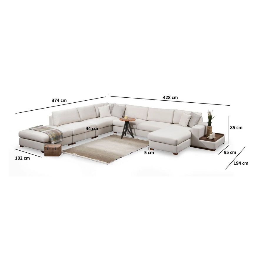 Loop Panoramasofa, Rechte Seite, in Weiß, 428x374 cm von Atelier Del Sofa – Bild 7