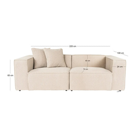 Lora 2-Sitzer Sofa in Mokka, 220x108 cm - ZEN ZONE Furniture