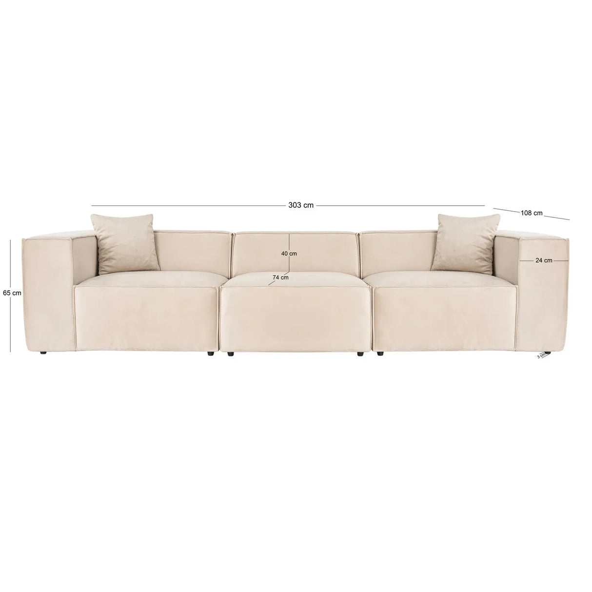 Lora 3-Sitzer Sofa, 303x108 cm - ZEN ZONE Furniture