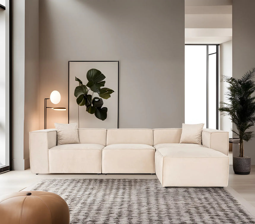 Lora Ecksofa aus Leinen, Rechte Seite, in Creme, 303x193 cm von Atelier Del Sofa – Bild 1