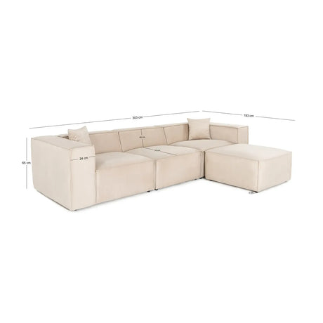 Lora Ecksofa aus Leinen, Rechte Seite, 303x193 cm - ZEN ZONE Furniture