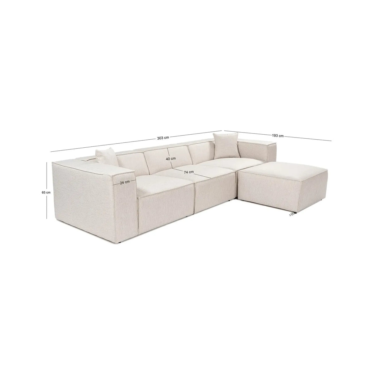 Lora Ecksofa aus Leinen, Rechte Seite, 303x193 cm - ZEN ZONE Furniture