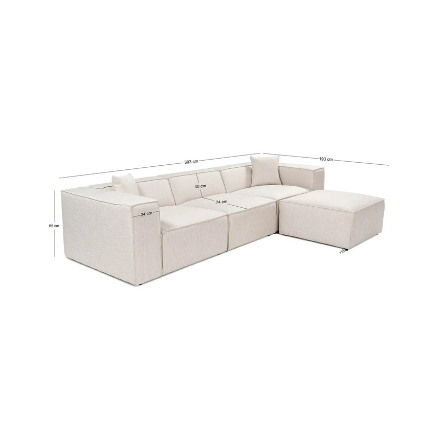 Lora Ecksofa aus Leinen, Rechte Seite, 303x193 cm - ZEN ZONE Furniture