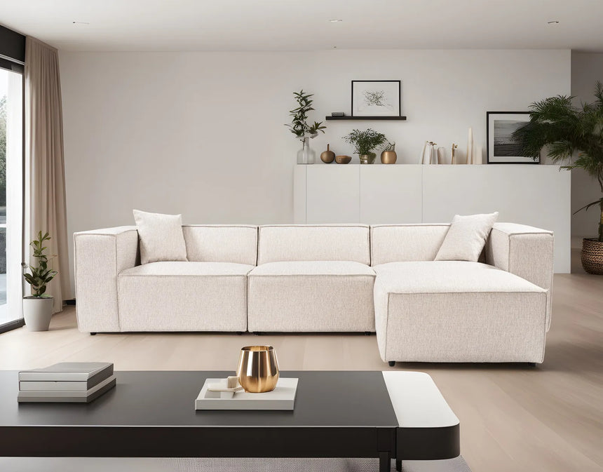 Lora Ecksofa aus Leinen, Rechte Seite, in Hellbraun, 303x193 cm von Atelier Del Sofa – Bild 2