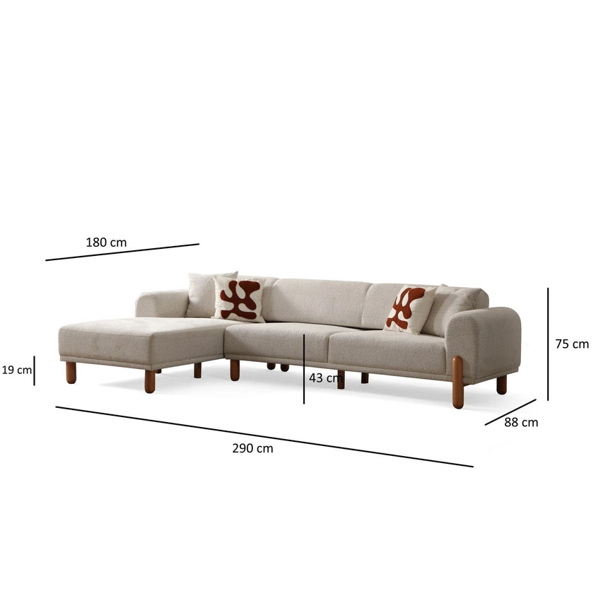 Lyke Eckschlafsofa, Linke Seite, in Creme, 290x180 cm von Atelier Del Sofa – Bild 16