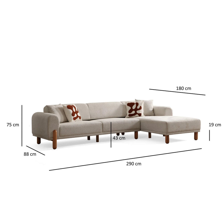 Lyke Eckschlafsofa, Rechte Seite, in Creme, 290x180 cm von Atelier Del Sofa – Bild 15