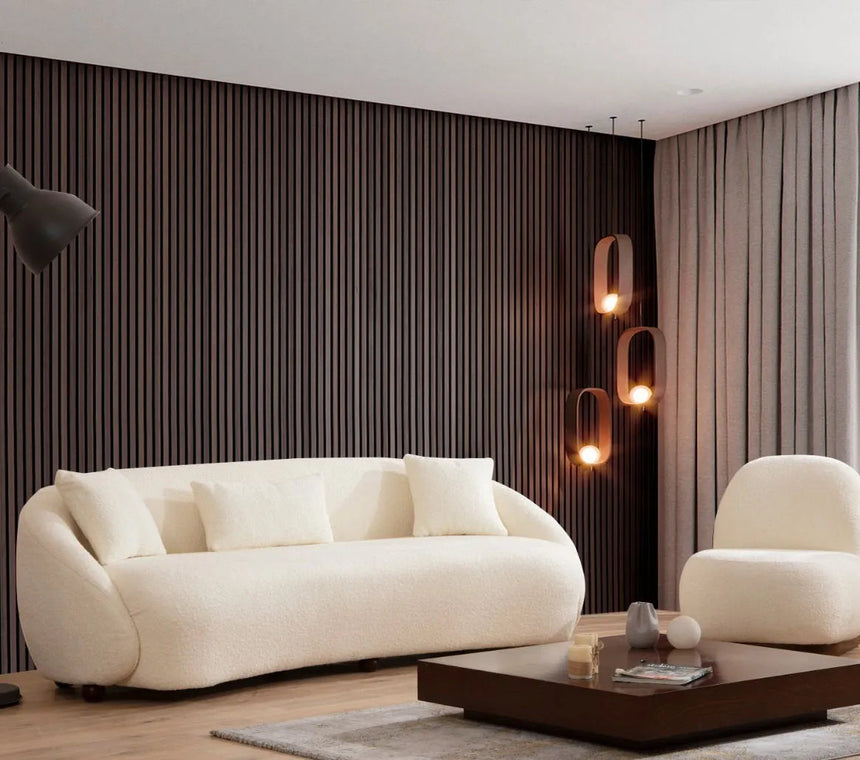 Napoli 3-Sitzer Sofa in Creme Bouclette, Beine in Walnuss, 230x94 cm von Atelier Del Sofa – Bild 2