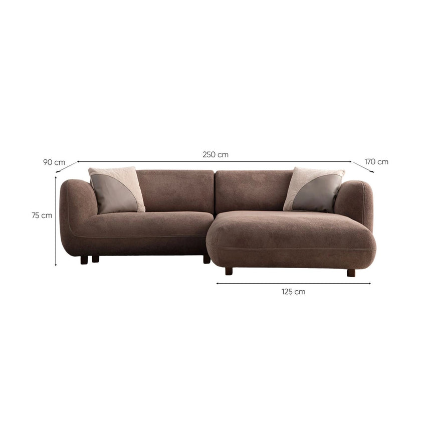 Pavia Ecksofa, Rechte Seite, in Braun, 250x170 cm von Atelier Del Sofa – Bild 10