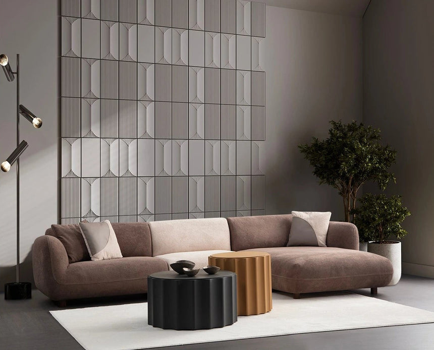 Pavia Ecksofa, Rechte Seite, in Creme und Braun, 345x170 cm von Atelier Del Sofa – Bild 2