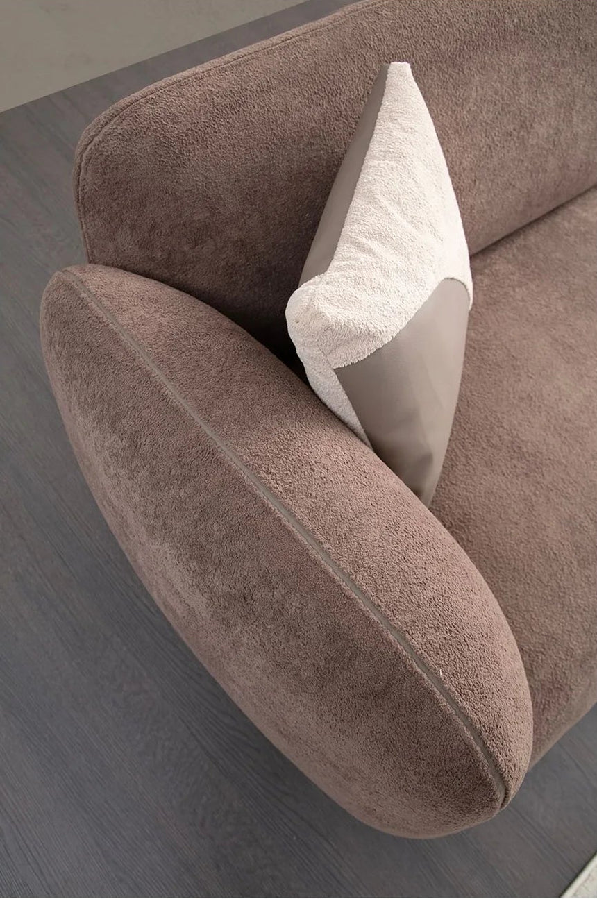Pavia Ecksofa, Rechte Seite, in Creme und Braun, 345x170 cm von Atelier Del Sofa – Bild 3