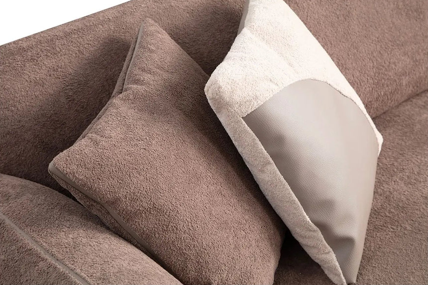 Pavia Ecksofa, Rechte Seite, in Creme und Braun, 345x170 cm von Atelier Del Sofa – Bild 4