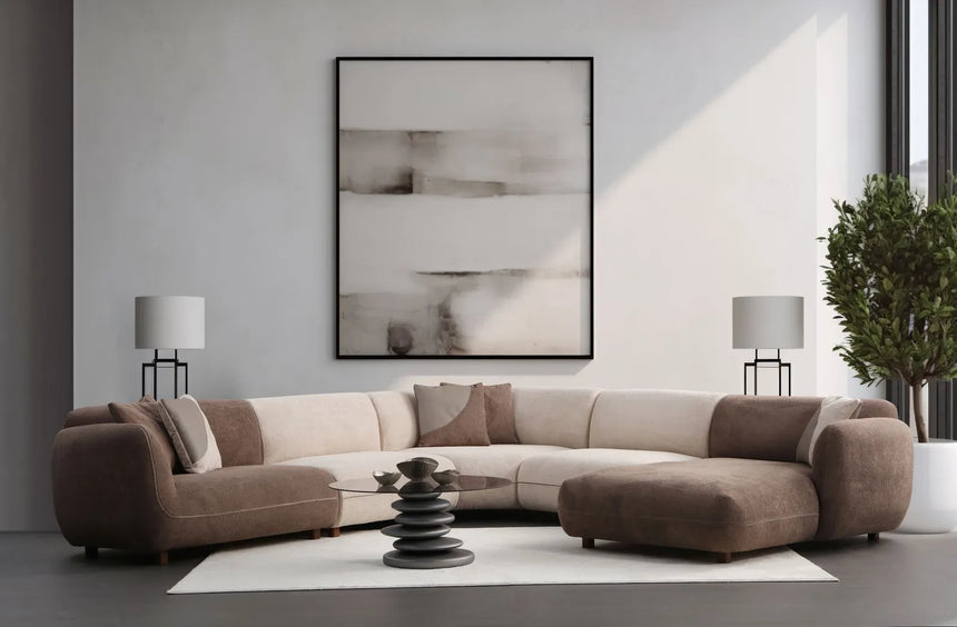 Pavia Ecksofa, symmetrisch, in Cremebraun, 335x335 cm von Atelier Del Sofa – Bild 1