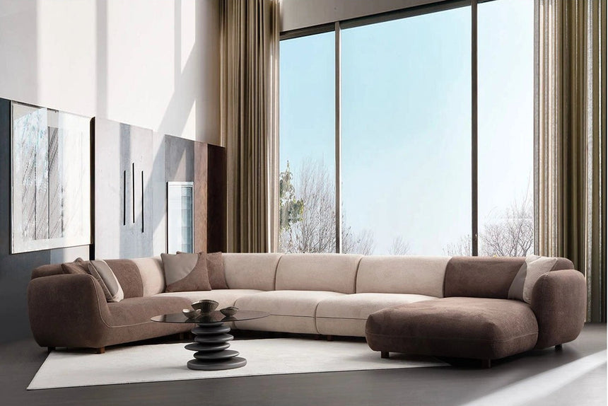 Pavia Panoramasofa in Creme und Braun, 430x240 cm von Atelier Del Sofa – Bild 1