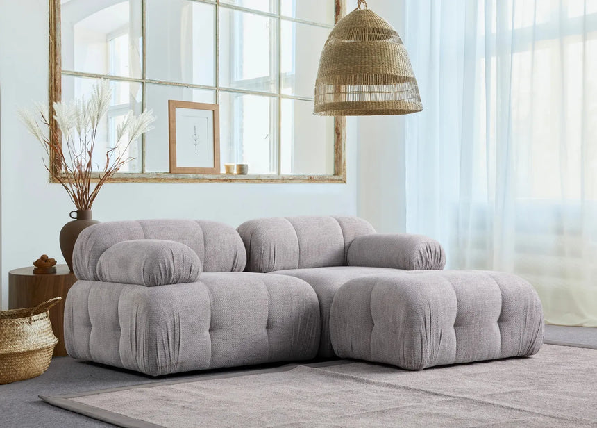 Petite 2 2-Sitzer Ecksofa, Rechte Seite, in Hellgrau, 190x160 cm von Atelier Del Sofa – Bild 1