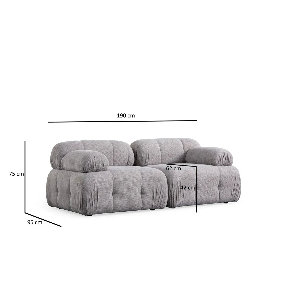 Petite 2 2-Sitzer Ecksofa, Rechte Seite, 190x160 cm - ZEN ZONE Furniture