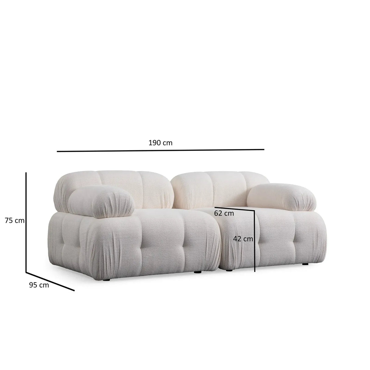Petite 2 2-Sitzer Sofa, 190x95 cm - ZEN ZONE Furniture
