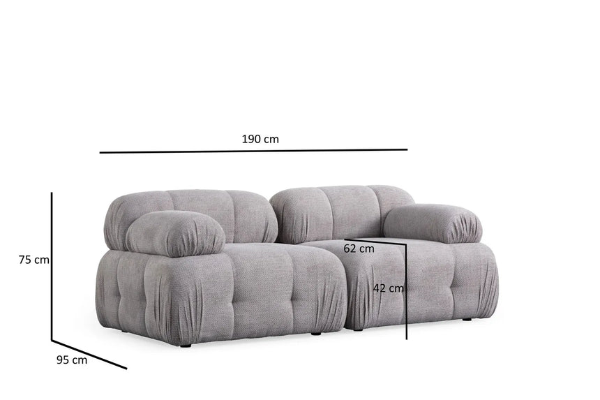Petite 2 2-Sitzer Sofa in Hellgrau, 190x95 cm von Atelier Del Sofa – Bild 8