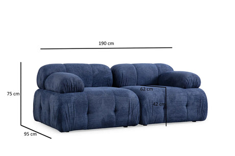 Petite 2 2-Sitzer Sofa in Nachtblau, 190x95 cm von Atelier Del Sofa – Bild 9