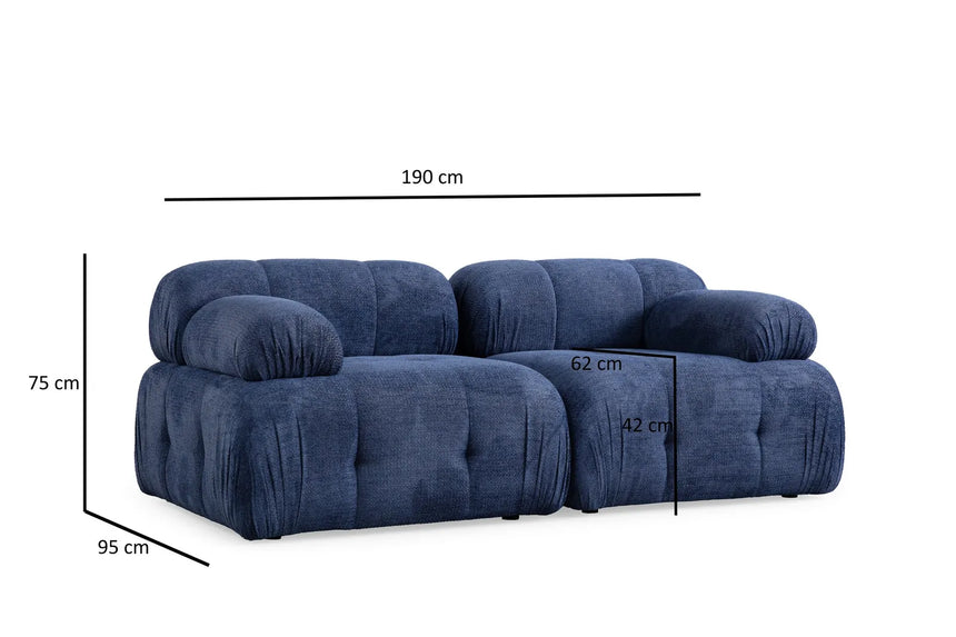 Petite 2 2-Sitzer Sofa in Nachtblau, 190x95 cm von Atelier Del Sofa – Bild 9