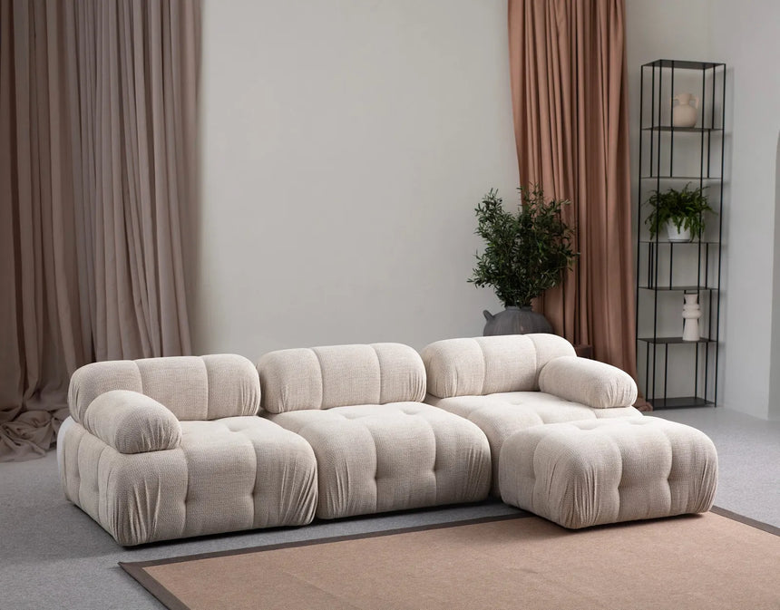 Petite 3 3-Sitzer, Rechte Seite, Ecksofa in Creme, 290x160 cm von Atelier Del Sofa – Bild 1
