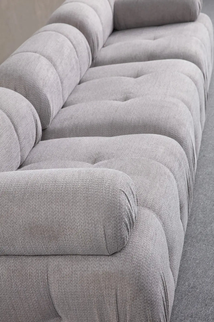 Petite 3 3-Sitzer, Rechte Seite, Ecksofa in Hellgrau, 290x160 cm von Atelier Del Sofa – Bild 4