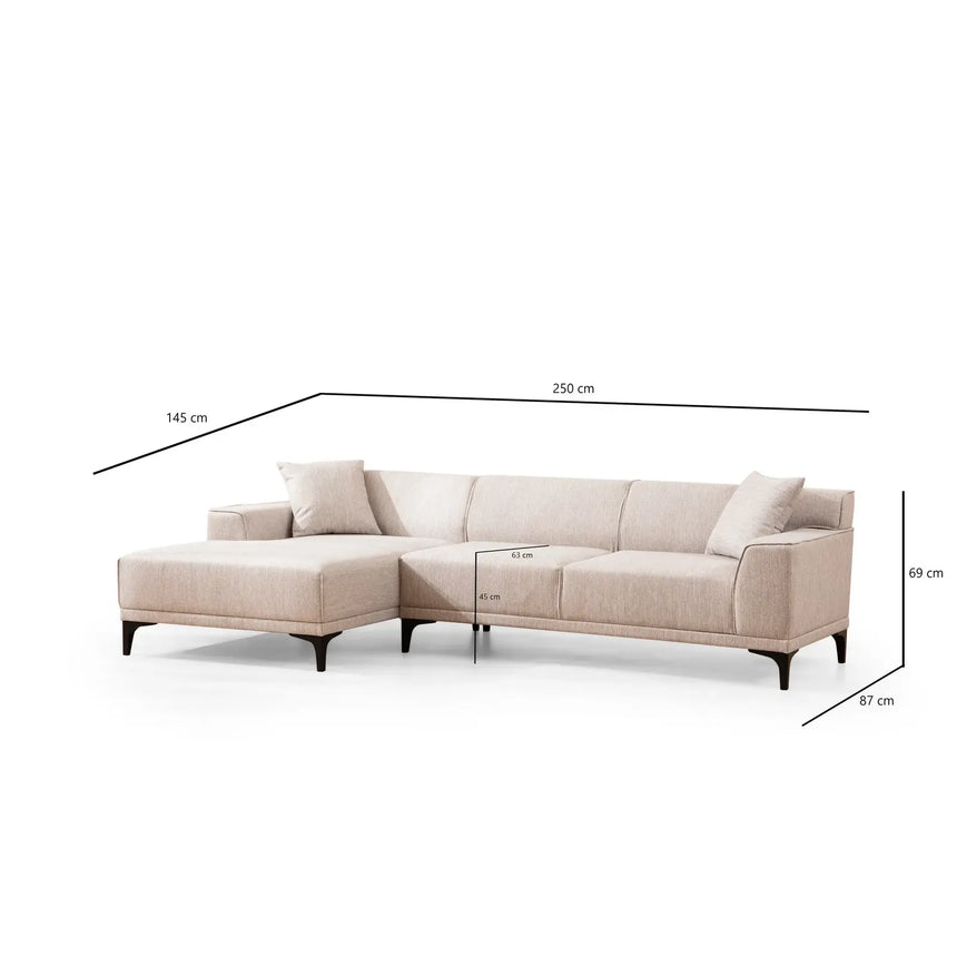 Petra Ecksofa, Linke Seite, 250x145 cm - ZEN ZONE Furniture