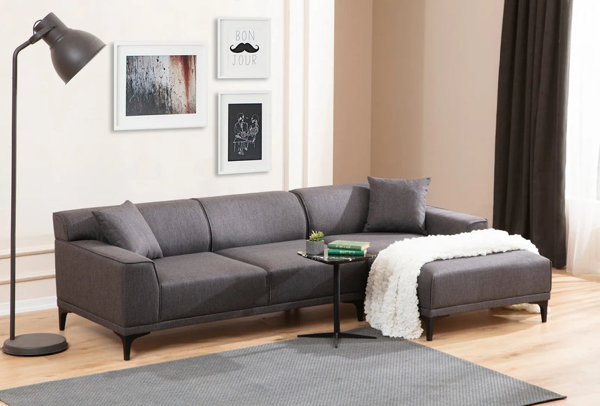 Petra Ecksofa, Rechte Seite, in Anthrazit, 250x145 cm von Atelier Del Sofa – Bild 1