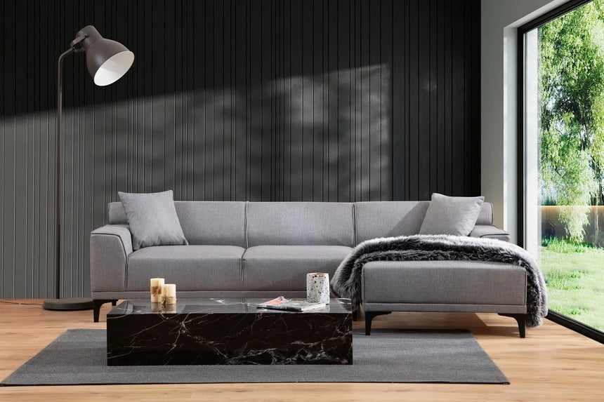 Petra Ecksofa, Rechte Seite, in Hellgrau, 250x145 cm von Atelier Del Sofa – Bild 1