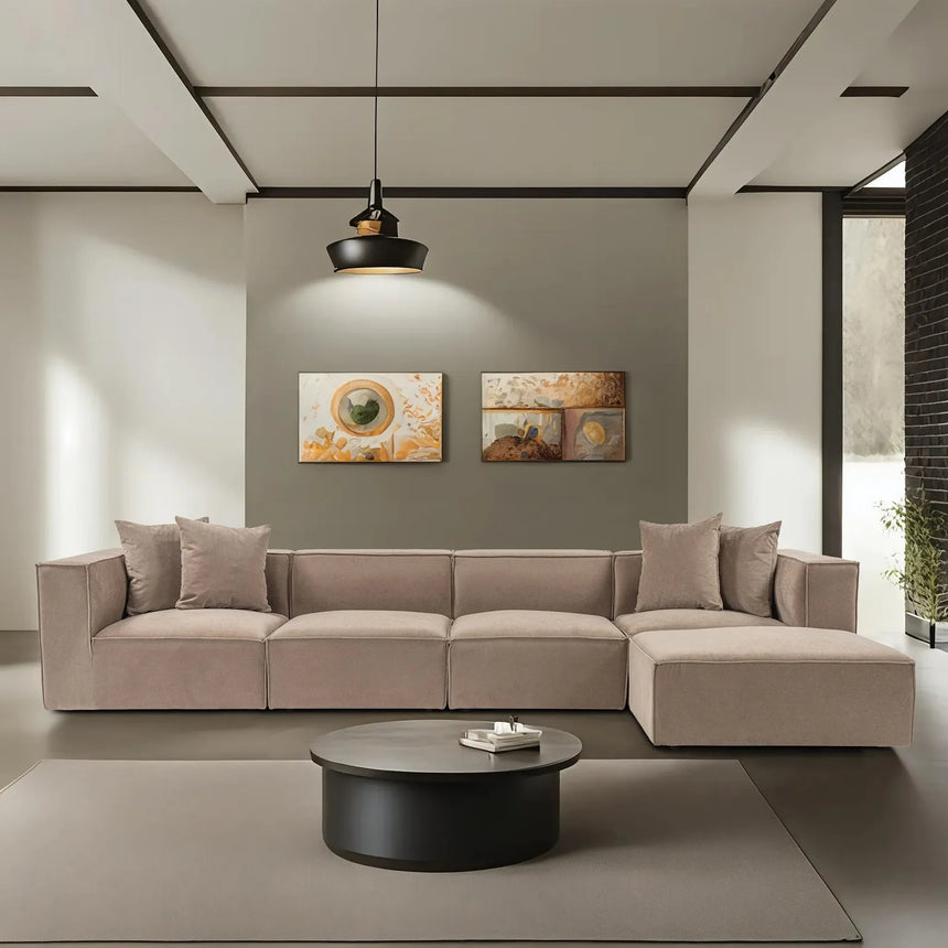 Sora Ecksofa, Rechte Seite, in Cappuccino, 350x190 cm von Atelier Del Sofa – Bild 1