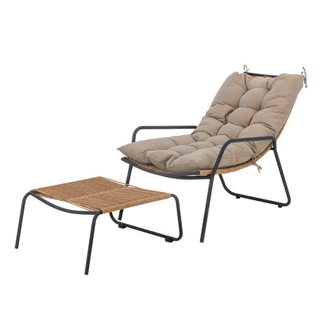 Boel Liegestuhl mit Hocker, Natur, Metall - ZEN ZONE Furniture