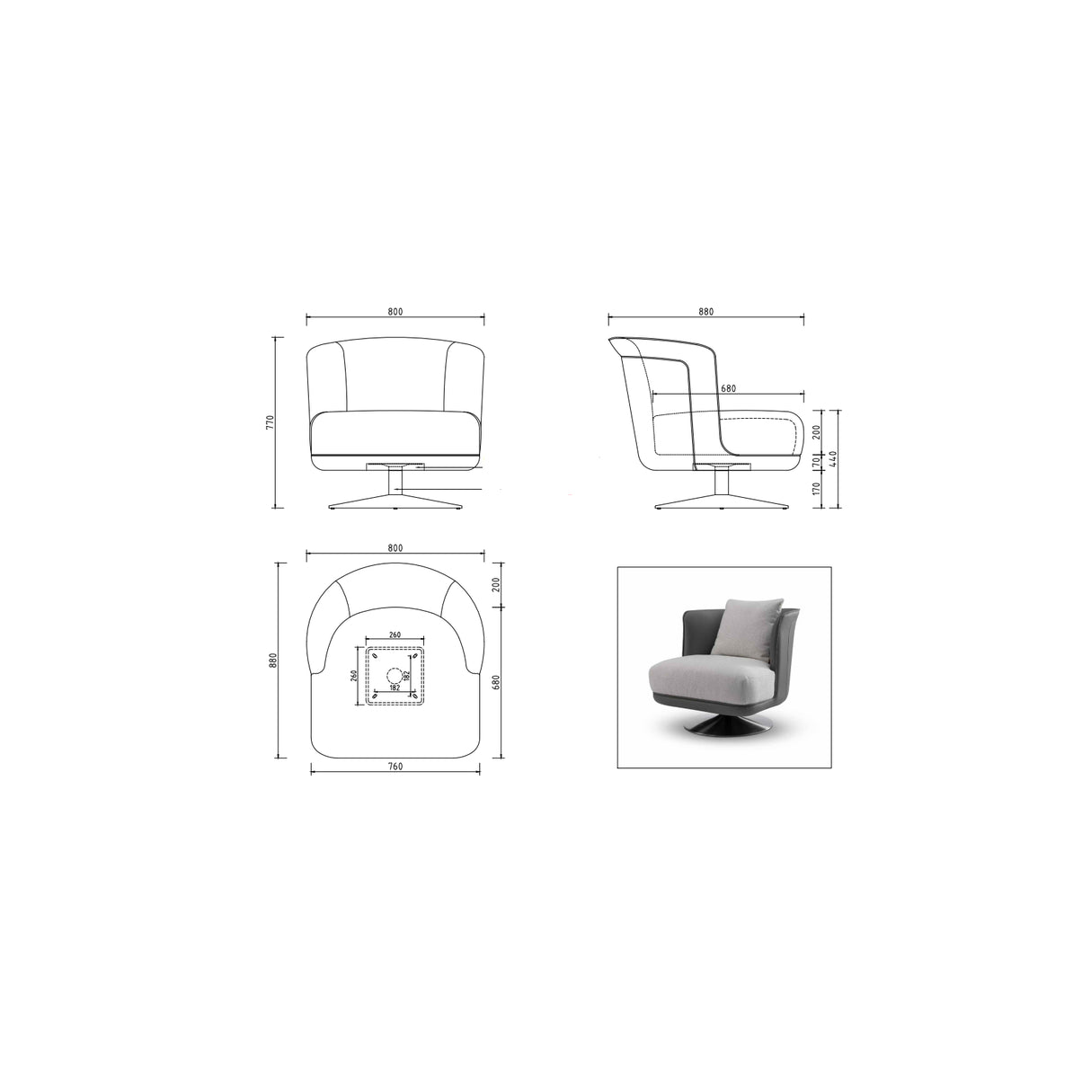 GREGORIO Dreh-Loungesessel - ZEN ZONE Furniture