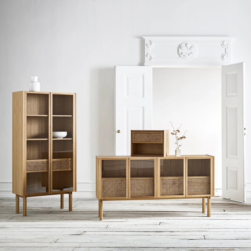 Cana Highboard tall, made of oak, oiled, 82x40 cm