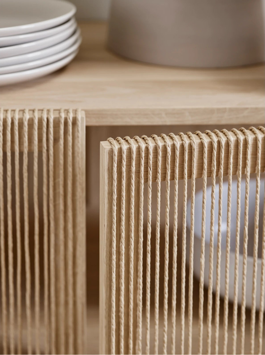 Cord Sideboard, oak, oiled, cord design, 120x45 cm