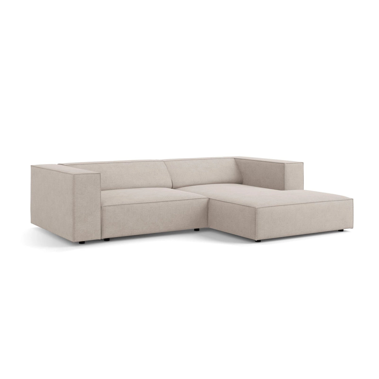 Arendal 3-Sitzer Ecksofa, Rechte Seite, aus Chenille mit Cordoptik in Dunkelbeige (Brave Me 18), 224x166x70 cm von Cosmopolitan Design – Bild 3